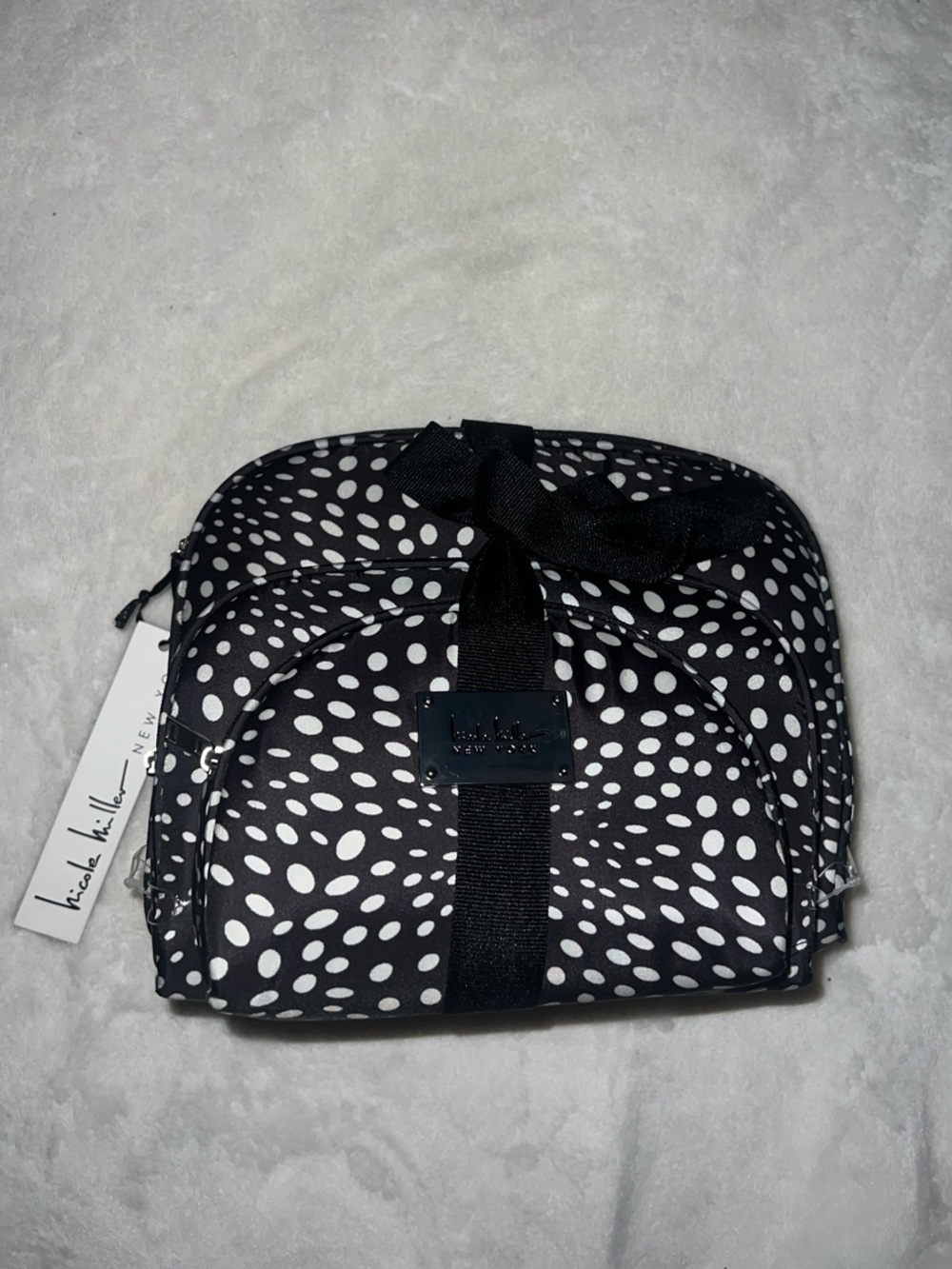 3 Nicole miller Black and White Polka Dot Cosmetic bags
